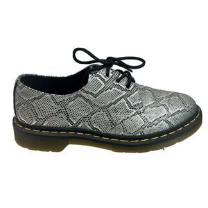 Dr. Martens Womens Oxford Shoes Size 8 US Vegan Gray Silver Metallic Snake